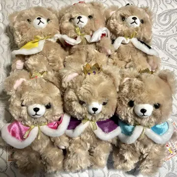 봉제 인형 7개 세트 베이지 왕관 포함