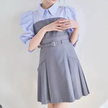 dazzlin 더즐린 레이어드 셔츠 미니 원피스 차콜 그레이