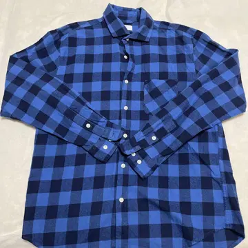 GRAND PHASE 긴팔 플란넬 셔츠 XL 블루 계열 체크