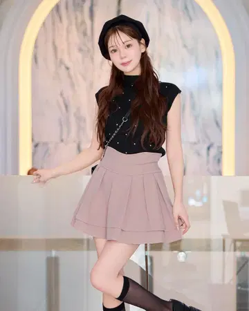미셸 마카롱 M 사이즈 더스티 핑크 슬림 레그 스커트