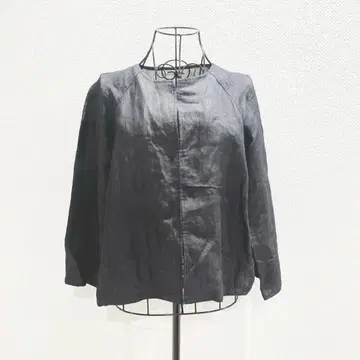 자유구 노카라 자켓 L 블랙 데님풍 린넨 혼방 겉옷 무지 예쁜 스타일