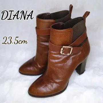 DIANA 사이드 고어 부츠 벨트 포함 23.5 브라운 다이애나 가죽
