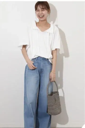 저널 스탠다드 화이트 프릴 반팔 셔츠