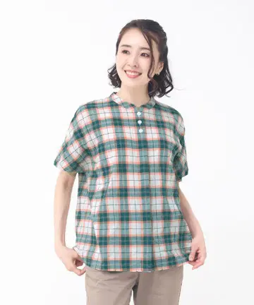 크로커다일 오가닉 코튼 밴드 카라 블라우스
