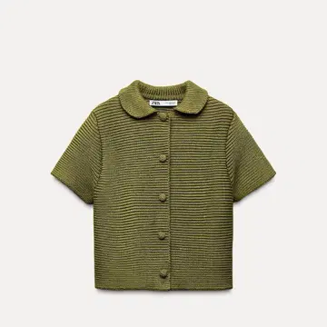 ZARA 올리브 그린 반팔 니트 자켓