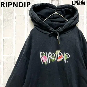 RIPNDIP 후드티 자수 로고 고양이 꽃무늬 S 풀오버 속기모