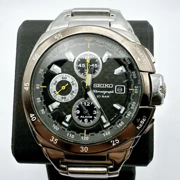 고품질 작동품 SEIKO 세이코 쿼츠 크로노그래프 남성용 손목시계 실버