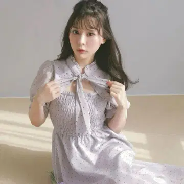 evelyn 에블린 도트 롱 OP 원피스 IGY 아이스 그레이