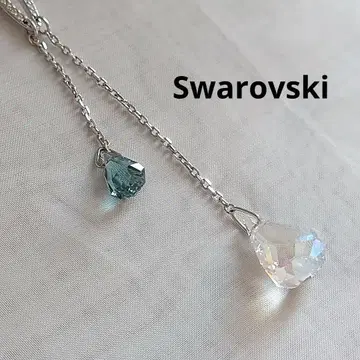 새상품급 Swarovski 스와로브스키 목걸이 티어드롭 물방울 스카이블루