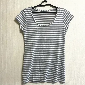 블랙바이마우지 MOUSSY 상의 보더 무늬 티셔츠