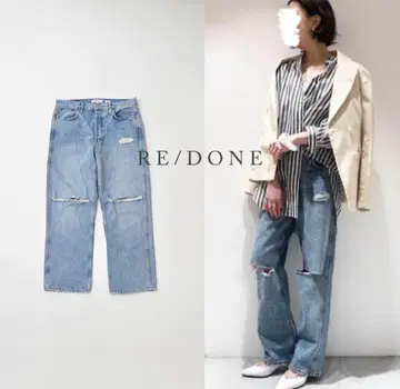 RE/DONE 리던 Plage 스트레이트 데미지 데님