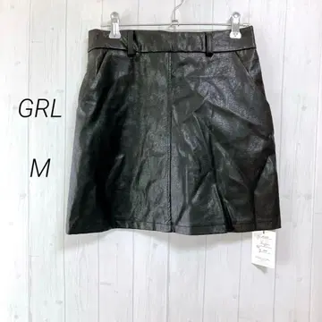 미사용 새상품 GRL 그레일 인조 가죽 미니 스커트 블랙 M
