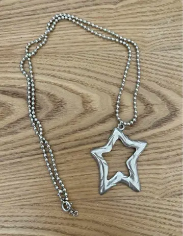 별 모양 실버 펜던트 목걸이 약 38cm
