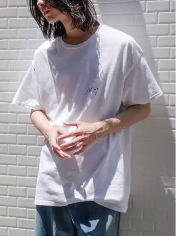 ANCELLM EMBROIDERY T-SHIRT 코튼 100 화이트