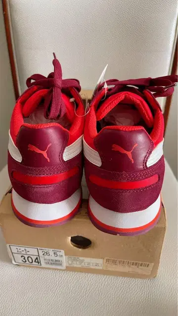 [미사용품 박스 포함] PUMA 스니커즈 26.5cm 레드/화이트