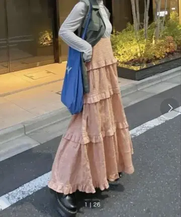프릴 티어드 캐미 원피스