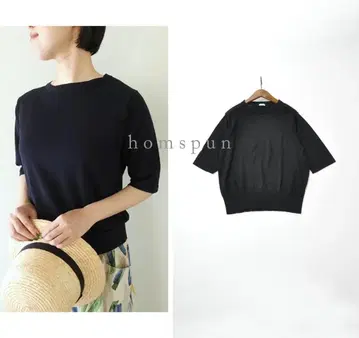 새상품급 homspun 홈스펀 소프트 컴팩트 얀 반팔 풀오버