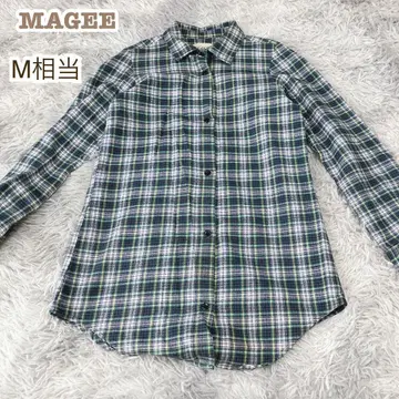 MAGEE [M] 긴팔 버튼 셔츠 플란넬 타탄 체크 코튼 겉옷