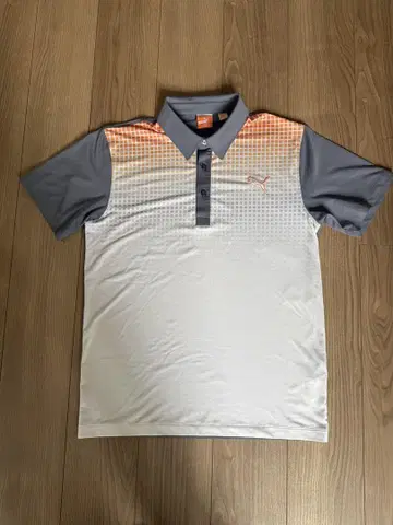 PUMA 골프 셔츠 XL 사이즈 그레이/화이트/오렌지