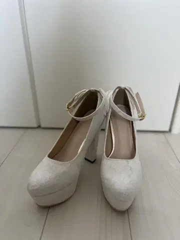 브라이덜 슈즈 등에 화이트 펌프스 힐 12cm