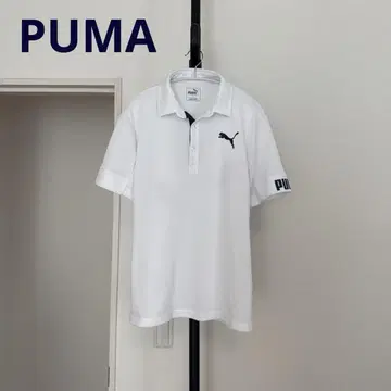 PUMA 골프웨어 피케 셔츠 화이트 남성용 M 사이즈
