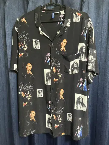 H&M 밥 말리 프린트 남성용 반팔 알로하 셔츠 사이즈 M