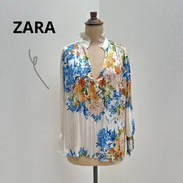 ZARA 꽃무늬 쉬폰 플리츠 블라우스 S