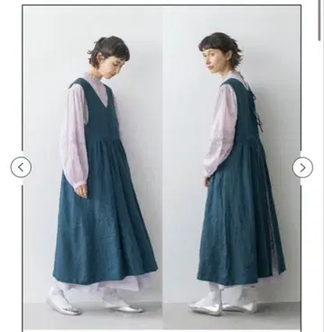 Samansa Mos2 kazumi 콜라보 멀티 린넨 점프 스커트 네이비