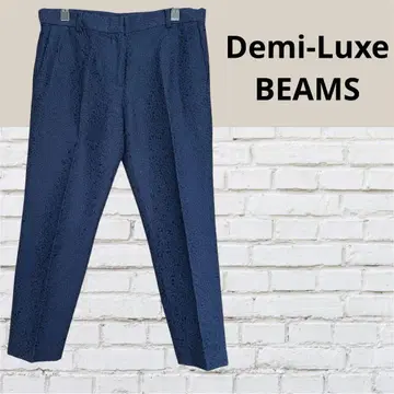 Demi-Luxe BEAMS 자카드 꽃무늬 네이비 크롭 팬츠