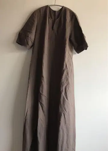 베이크루즈 린넨 레이온 원피스 카키