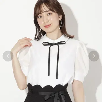 WILLSELECTION 더블 컬러 오간자 퍼프 블라우스