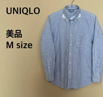 [새상품급] UNIQLO/스트라이프 셔츠/긴팔/카라 부착/와이셔츠/블루