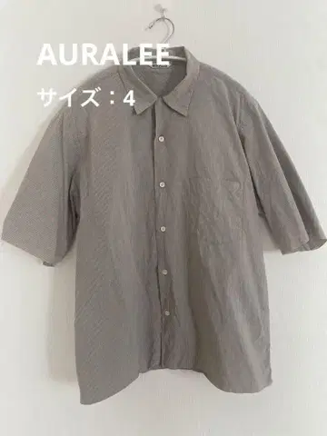 AURALEE 그레이 스트라이프 반팔 셔츠