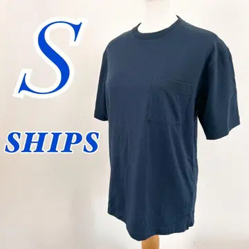 SHIPS 네이비 반팔 티셔츠 미들 사이즈 심플 캐주얼 코디