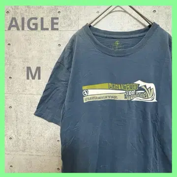 AIGLE 면 100% [M] 반팔 티셔츠 블루 계열 프린트