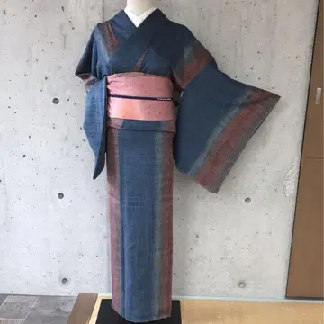 고급 명주 기모노 겹옷 줄무늬