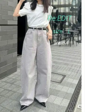 시착만 한 상품 리디 워시 가공 배럴 레그 팬츠 그레이 size L