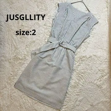 JUSGLITTY 스트라이프 원피스 슬리브리스