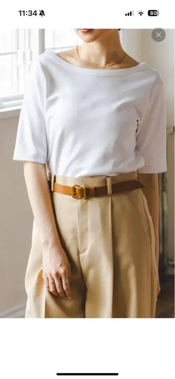 스핀 코튼 스퀘어넥 반팔 티셔츠