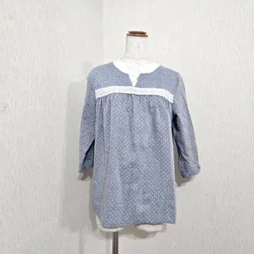 beaumont carr 도트 무늬 레이스 절개 튜닉 7부 소매 (L)