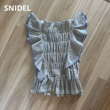 SNIDEL 깅엄 체크 슬리브리스 상의