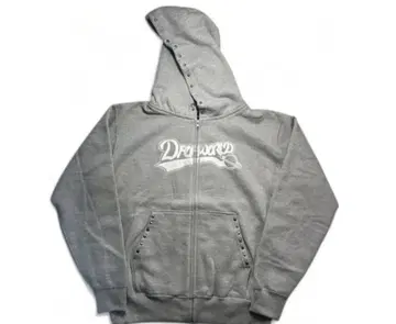 Studded zip hoodie grey
