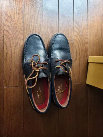 POLO 네이비 가죽 데크 슈즈