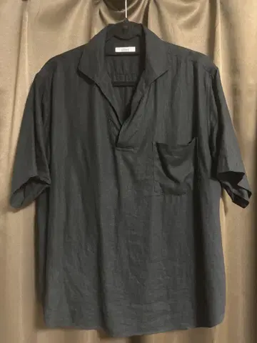 shiun LINEN SKIPPER SHIRT SUMI KURO