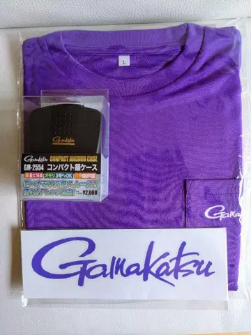 Gamakatsu L 사이즈 티셔츠와 닻 케이스, 스티커 세트