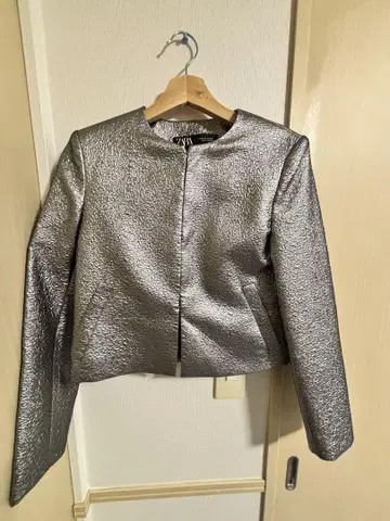 ZARA 실버 노카라 자켓 XS