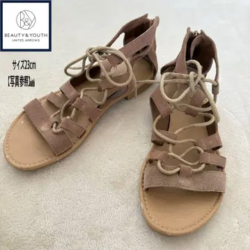 B/Y 유나이티드 애로우즈 플랫 샌들 지퍼 베이지 23cm