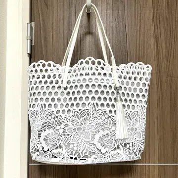 치카자와 레이스점 화이트 핸드백 여름용