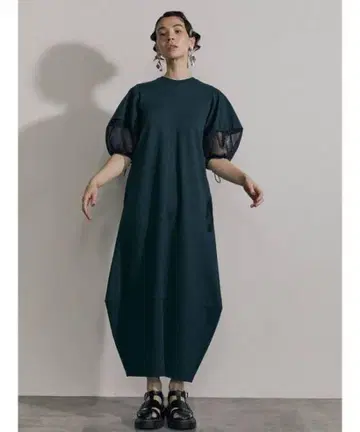 코쿤 하프 슬리브 컷 원피스 그린 36 사이즈