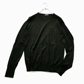 새상품급 JOHN SMEDLEY(M) 씨 아일랜드 코튼 V넥 스웨터 블랙